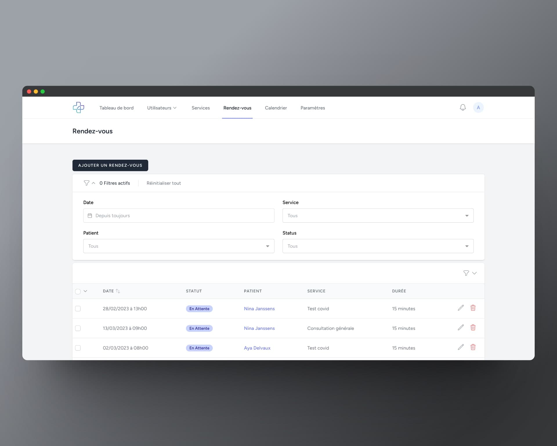 Interface du module de réservation MediaMeet — agenda et gestion des rendez-vous