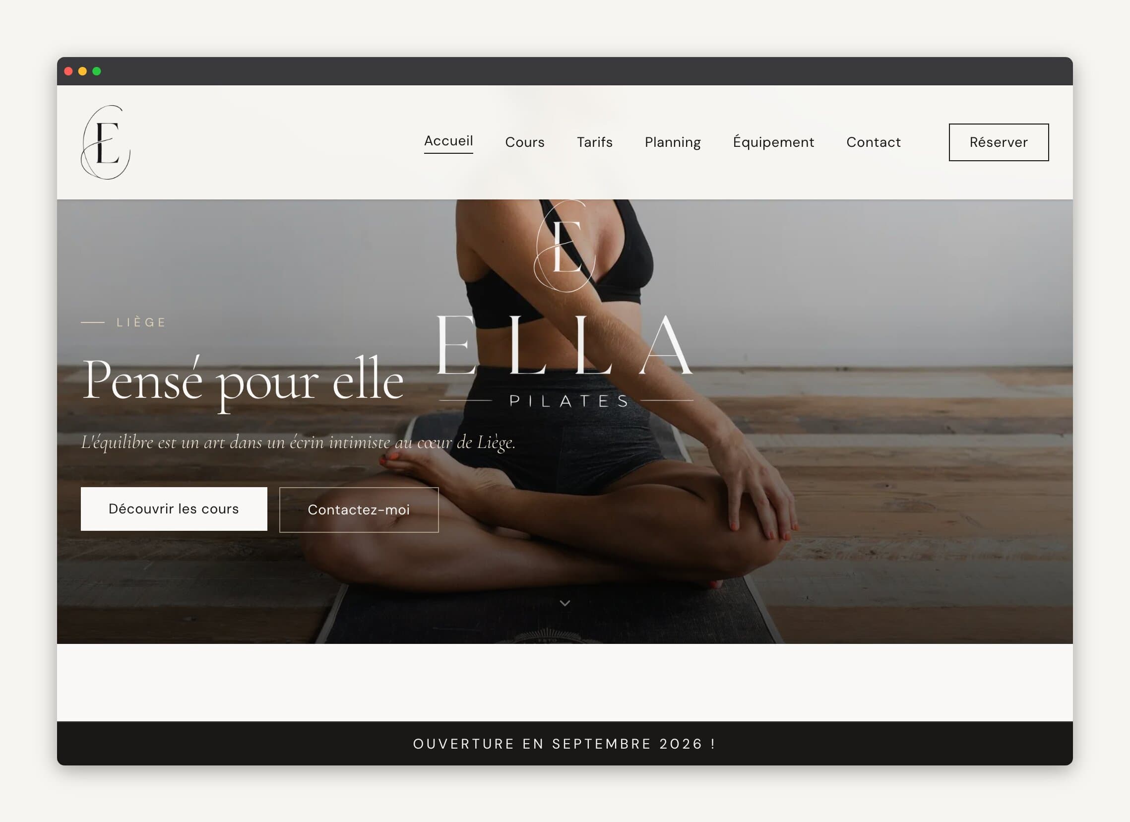 Page d'accueil du site Ella Pilates
